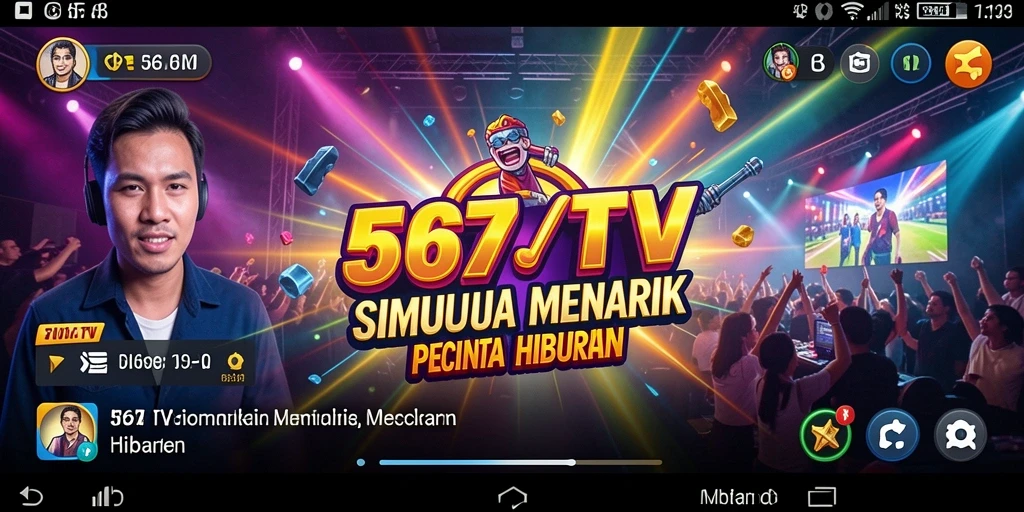 Screenshot utama 567TV menampilkan berbagai tayangan menarik dalam simulasi hiburan.