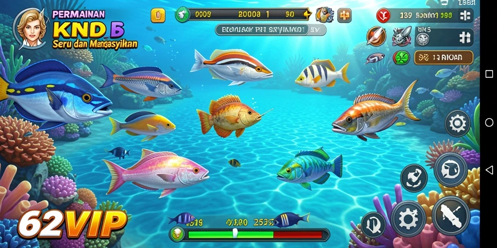 Tangkapan screenshot utama gameplay Tembak Ikan 62VIP yang seru.