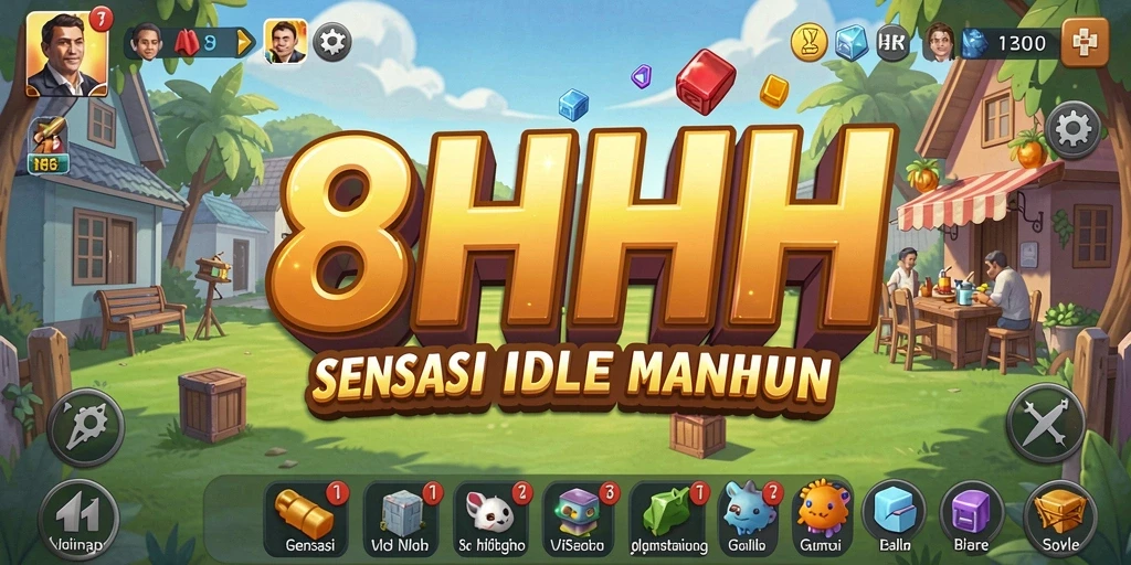 Screenshot gameplay 8HHH menampilkan visual menarik dan antarmuka yang sederhana.