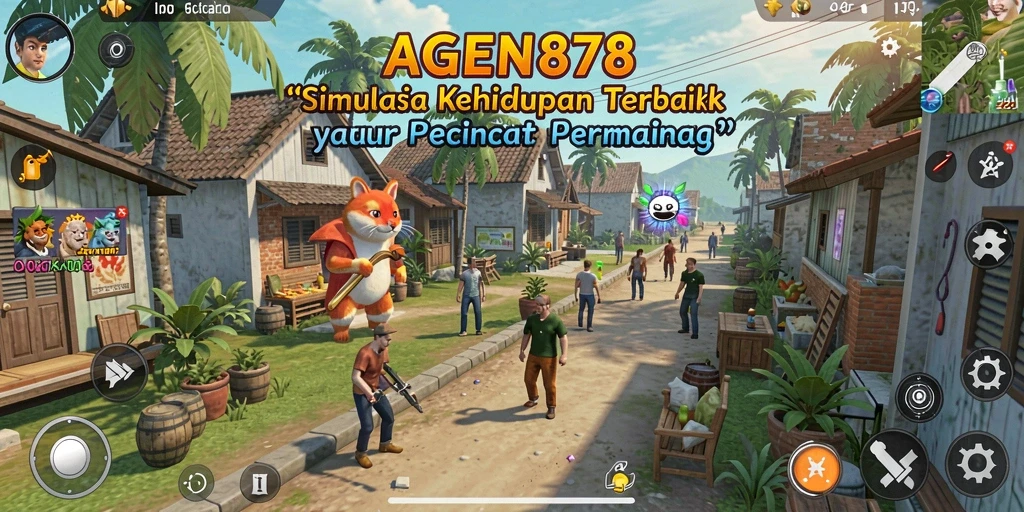 Tangkapan layar menampilkan karakter yang sedang berinteraksi dalam dunia AGEN878.