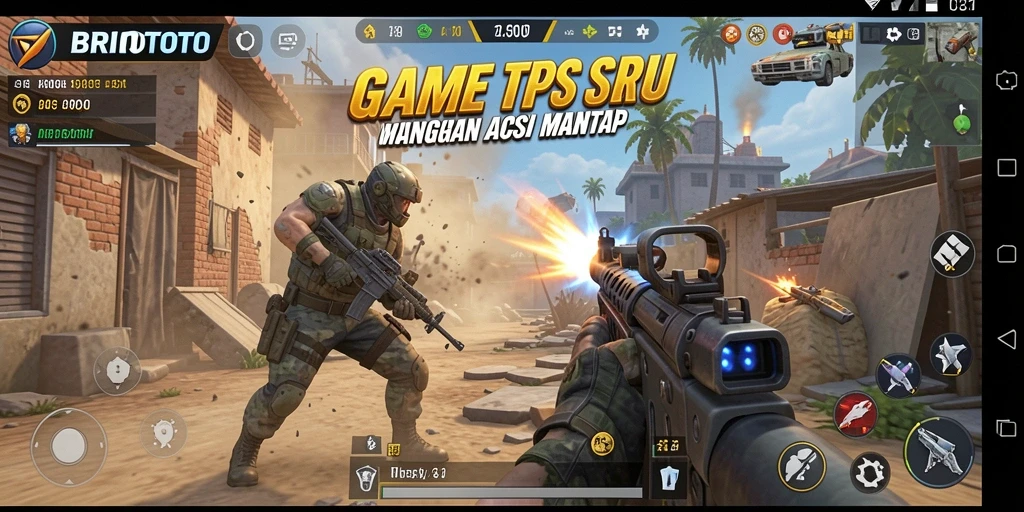 Screenshot BRIOTOTO menampilkan aksi seru dalam pertempuran TPS.