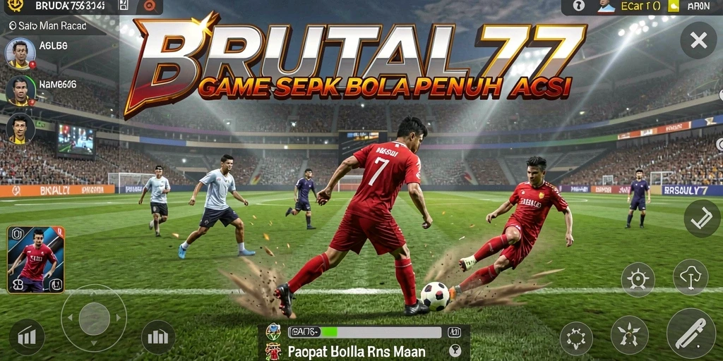 Tangkapan layar utama menampilkan aksi seru di BRUTAL77.