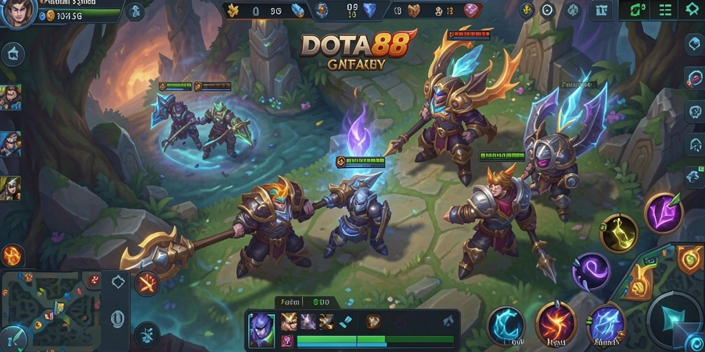 Tangkapan layar menunjukkan aksi pertarungan yang mendebarkan di DOTA88.