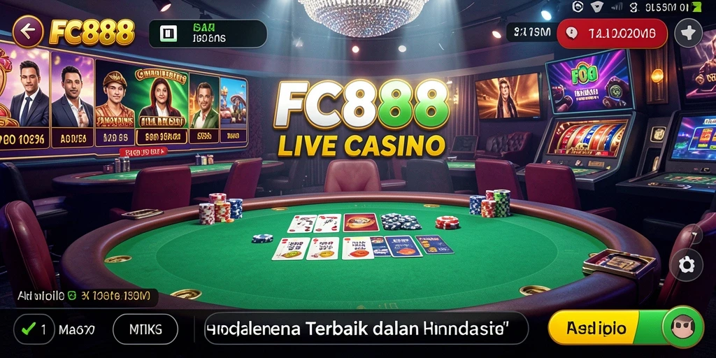 Tampilan utama gameplay Live Casino di FC888 yang mengesankan.