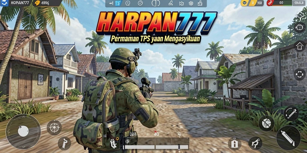 Tampilan gameplay seru dari HARAPAN777 dengan aksi tembak-tembakan yang intens.