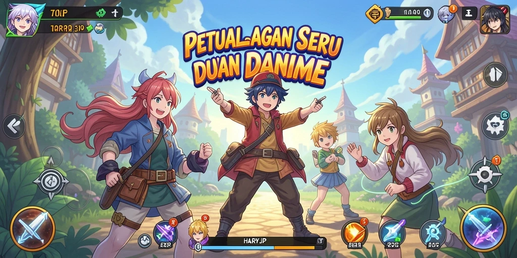 Screenshot menunjukkan aksi seru gameplay HARAPJP dengan karakter anime.