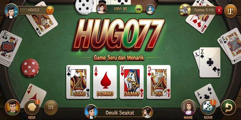 Tampilan gameplay HUGO77 yang seru dalam menikmati Domino.