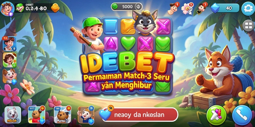 Tampilan gameplay seru IDEBET dalam genre Match-3.