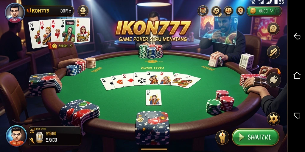 Tampilan gameplay Poker yang seru dan menarik di IKON777.