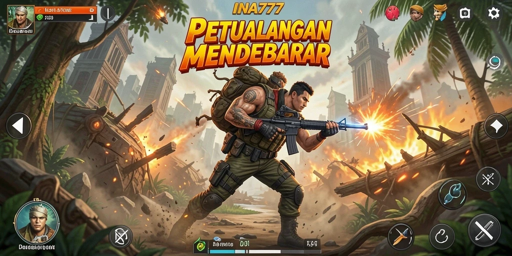 Screenshot gameplay INA777 menampilkan aksi seru di medan perang.