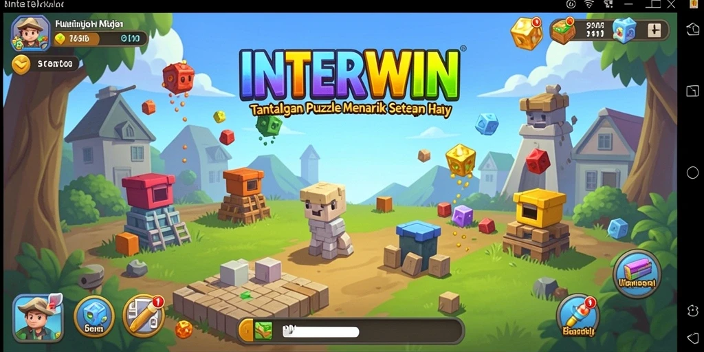 Tampilan gameplay INTERWIN yang penuh warna dan menantang.
