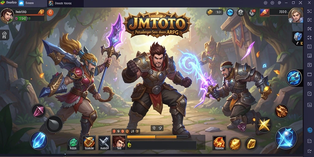 Tangkapan layar permainan ARPG JMTOTO yang menampilkan aksi pertarungan seru.