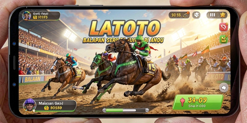 Tampilan gameplay balapan seru di LATOTO dengan mobil melaju kencang.