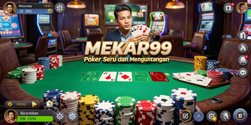 Tampilan gameplay seru di MEKAR99 saat bermain Poker.