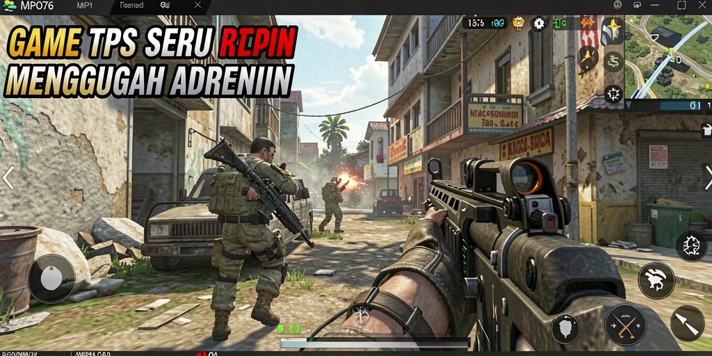 Screenshot gameplay MPO76 yang menampilkan aksi seru dalam pertempuran TPS.