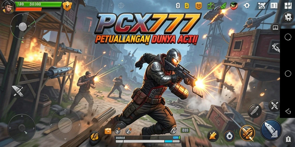 Tampilan aksi seru dalam gameplay PCX777 yang menegangkan.