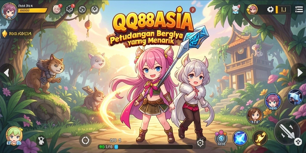 Tampilan gameplay seru dalam QQ88ASIA dengan karakter anime ikonik.