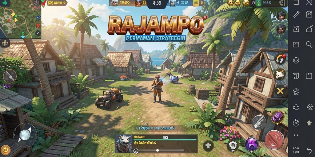 Tampilan dinamis gameplay RAJAMPO yang penuh strategi.