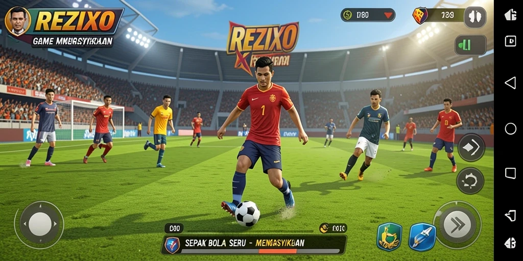 Screenshot gameplay REZIXO dengan aksi menarik di lapangan.