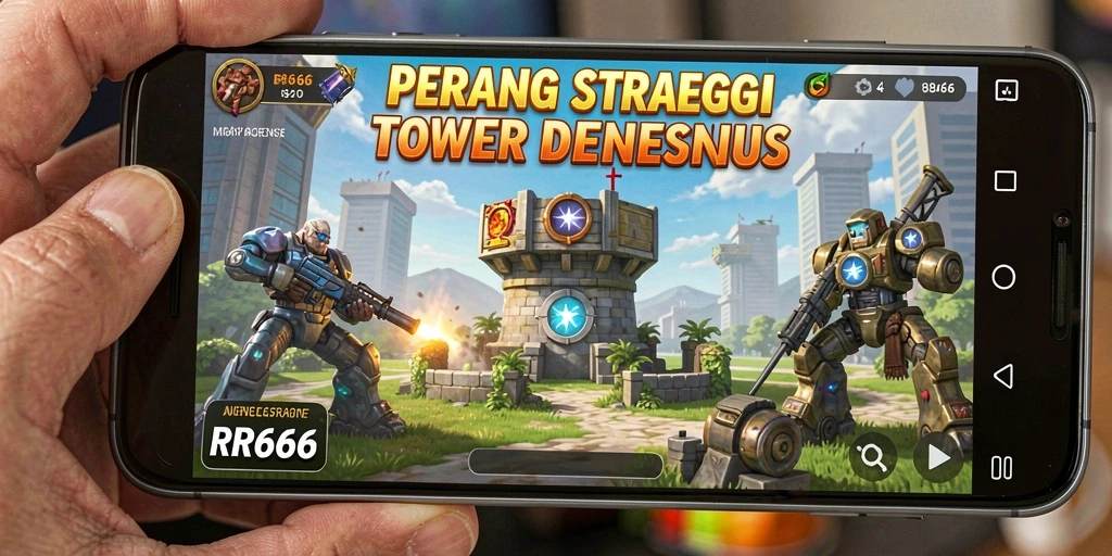 Screenshot RR666 menampilkan aksi seru dalam Tower Defense melawan musuh.