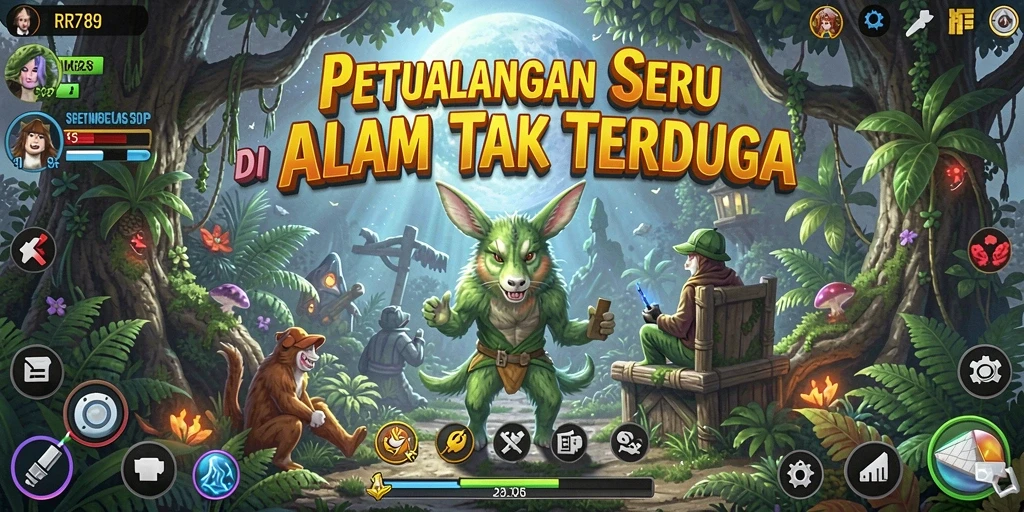 Screenshot menampilkan gameplay penuh aksi dalam petualangan RR789.