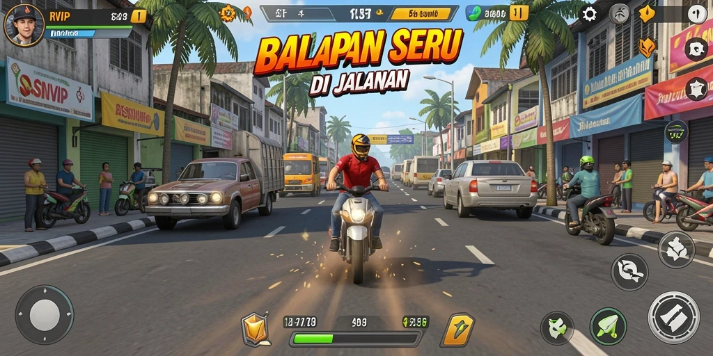 Tampilan gameplay RSNVIP yang menegangkan dengan aksi balap penuh adrenalin.