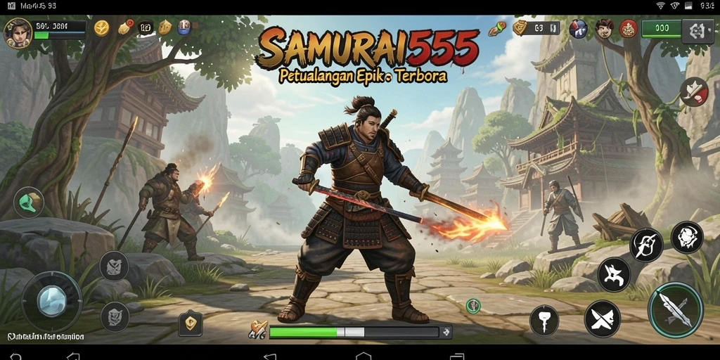 Tampilan gameplay SAMURAI555 yang menampilkan petualangan di dunia terbuka.