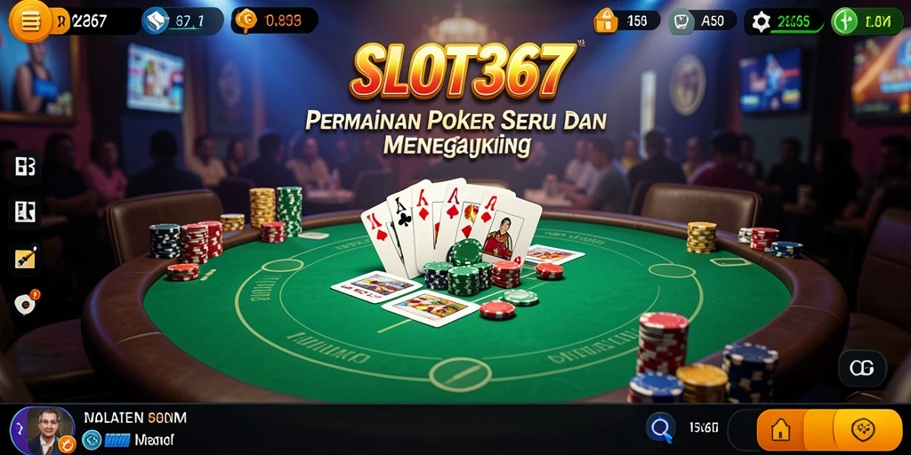 Screenshot menunjukkan gameplay dinamis dan aksi Poker yang menarik.