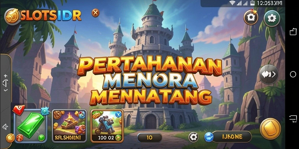 Gameplay SLOTSIDR menampilkan pertahanan menara yang strategis dan mendebarkan.