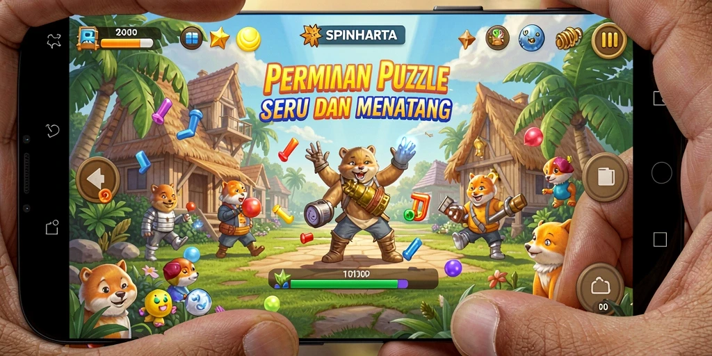 Tampilan gameplay SPINHARTA yang seru dan menantang.