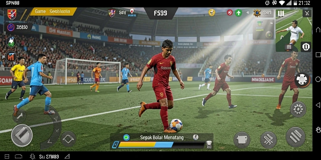 Tampilan gameplay SPN88 yang menampilkan pertandingan sepak bola yang seru.