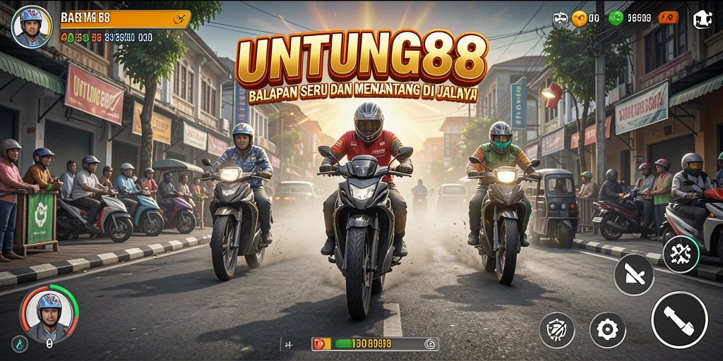 Tampilan gameplay balapan seru di UNTUNG88 dengan mobil kustom.