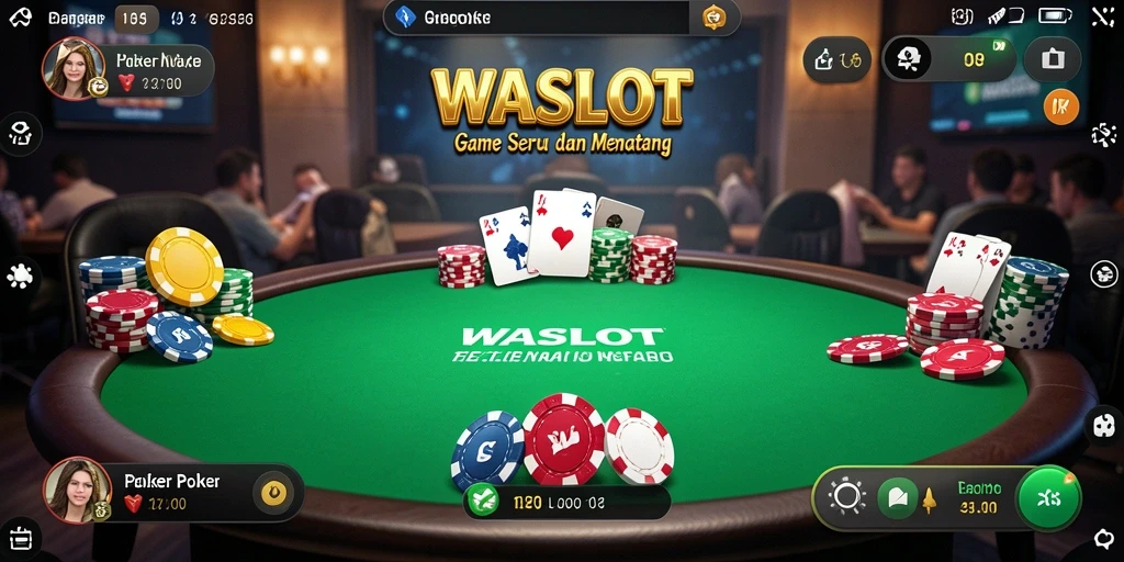 Tampilan gameplay seru di WASLOT dengan pemain berinteraksi di meja Poker.