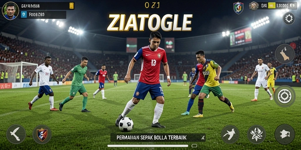Tangkapan layar utama ZIATOGEL menampilkan aksi pertandingan sepak bola yang mendebarkan.